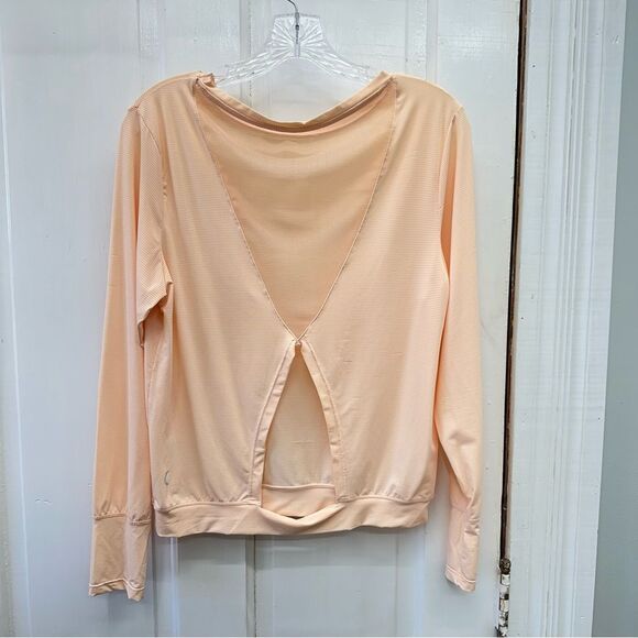 NWOT Zyia Active peach mesh back long sleeve tee activewear top women's small - Picture 2 of 4
